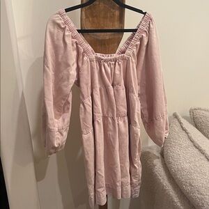 Pink Denim On or Off-Shoulder Dress